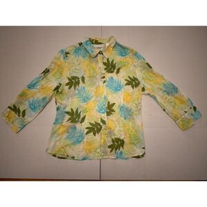 First Issue Liz Claiborne Womens Blouse XL Shirt Button 3/4 Sleeve Top Vintage